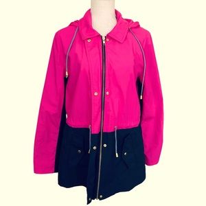 CROWN & IVY Hot Pink Navy Blue Hoodie Jacket Size M